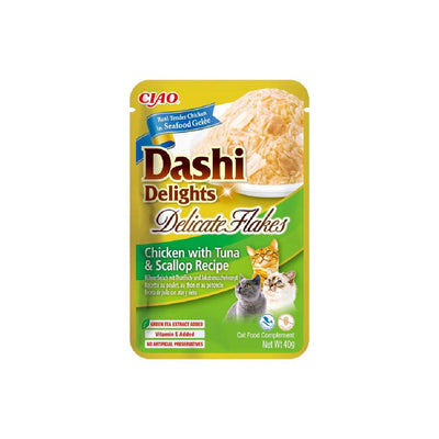 Dashi Delights Delicate Flakes Chicken With Tuna & Scallop Cat Treat Recipe - 40g