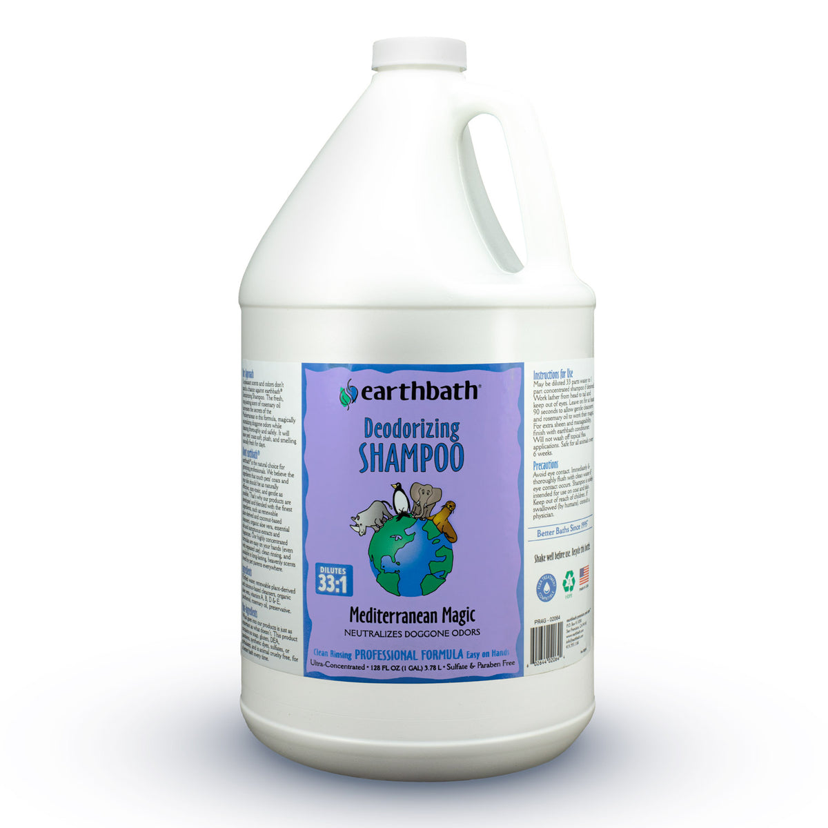 Earthbath Deodorizing Shampoo - Mediterranean Magic, Made in USA, 128 oz (1 Gallon )
