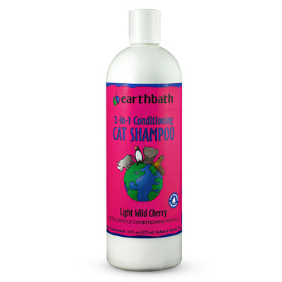 Earthbath 2-in-1 Conditioning Cat Shampoo, Light Wild Cherry, Extra Gentle Conditioning Formula, Made in USA, 16 oz