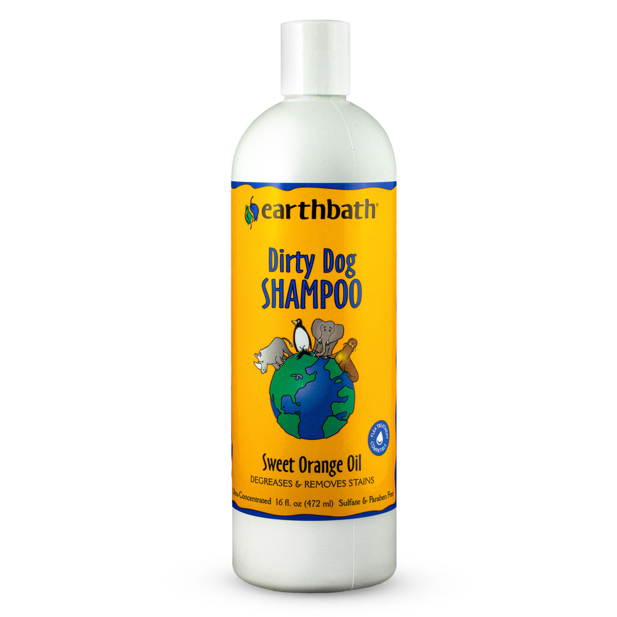 Earthbath Dirty Dog Shampoo Sweet Orange Oil, Degreases & Removes Stains, Made in USA, 16 oz