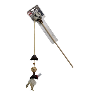 GiGwi Eco line Feather Teaser with Slivervine Leaves and Leatherette