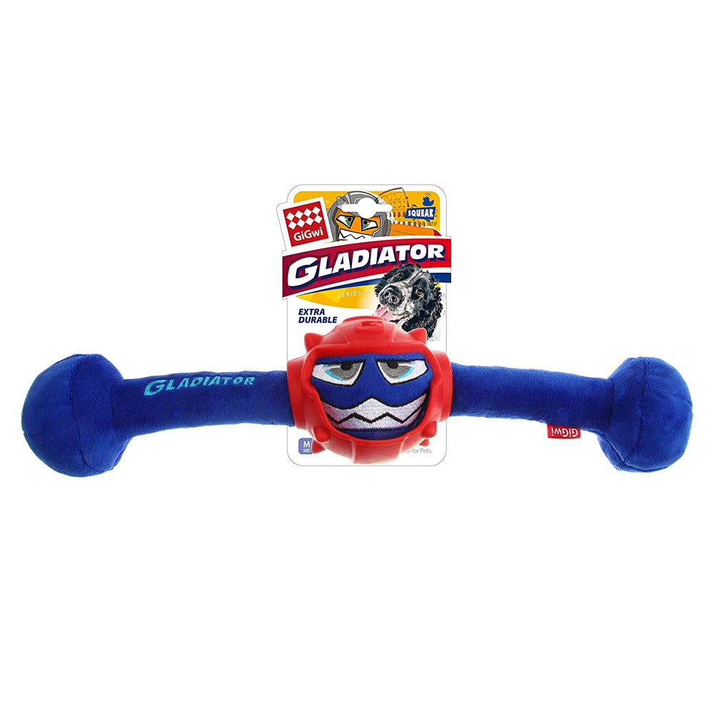 GiGwi Gladiator Squeaker Inside Plush/TPR Dog Toy (Medium) - Blue