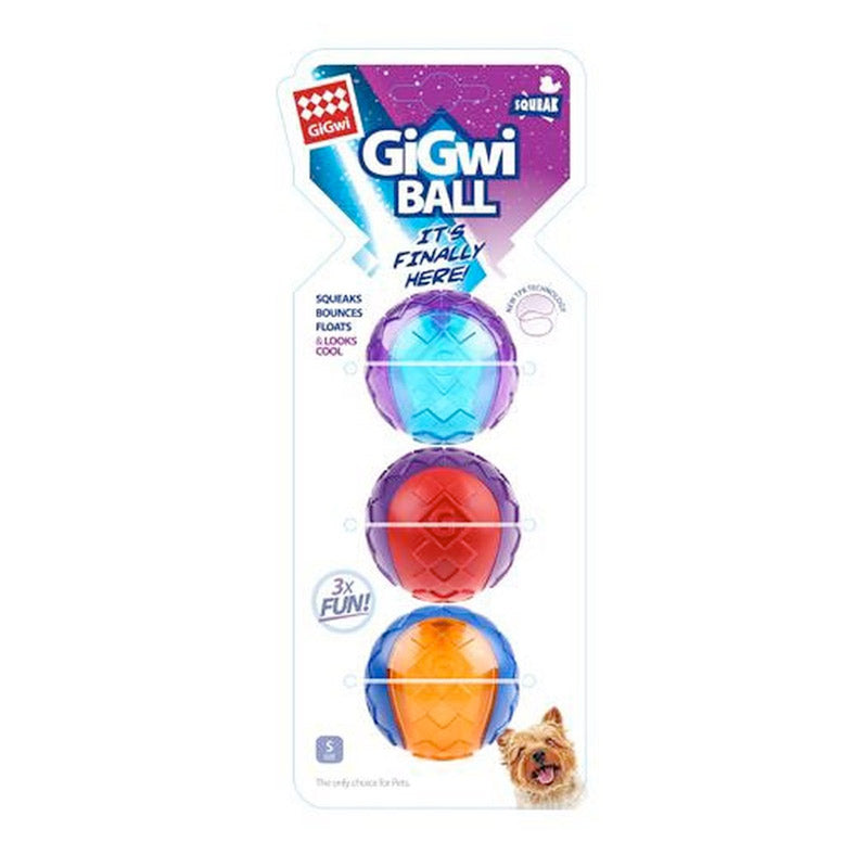 Gigwi Ball Small 3pack Squeaker - Solid Transparent