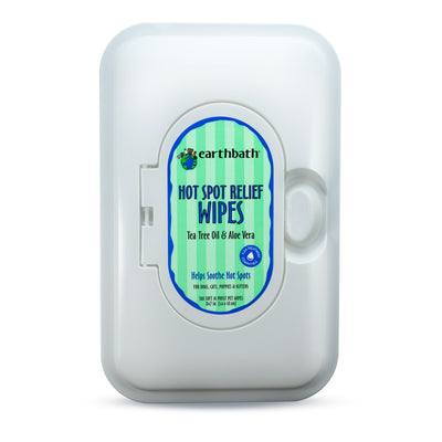 Earthbath Hot Spot Wipes Tea Tree Oil & Aloe Vera, 100 ct re-sealable container