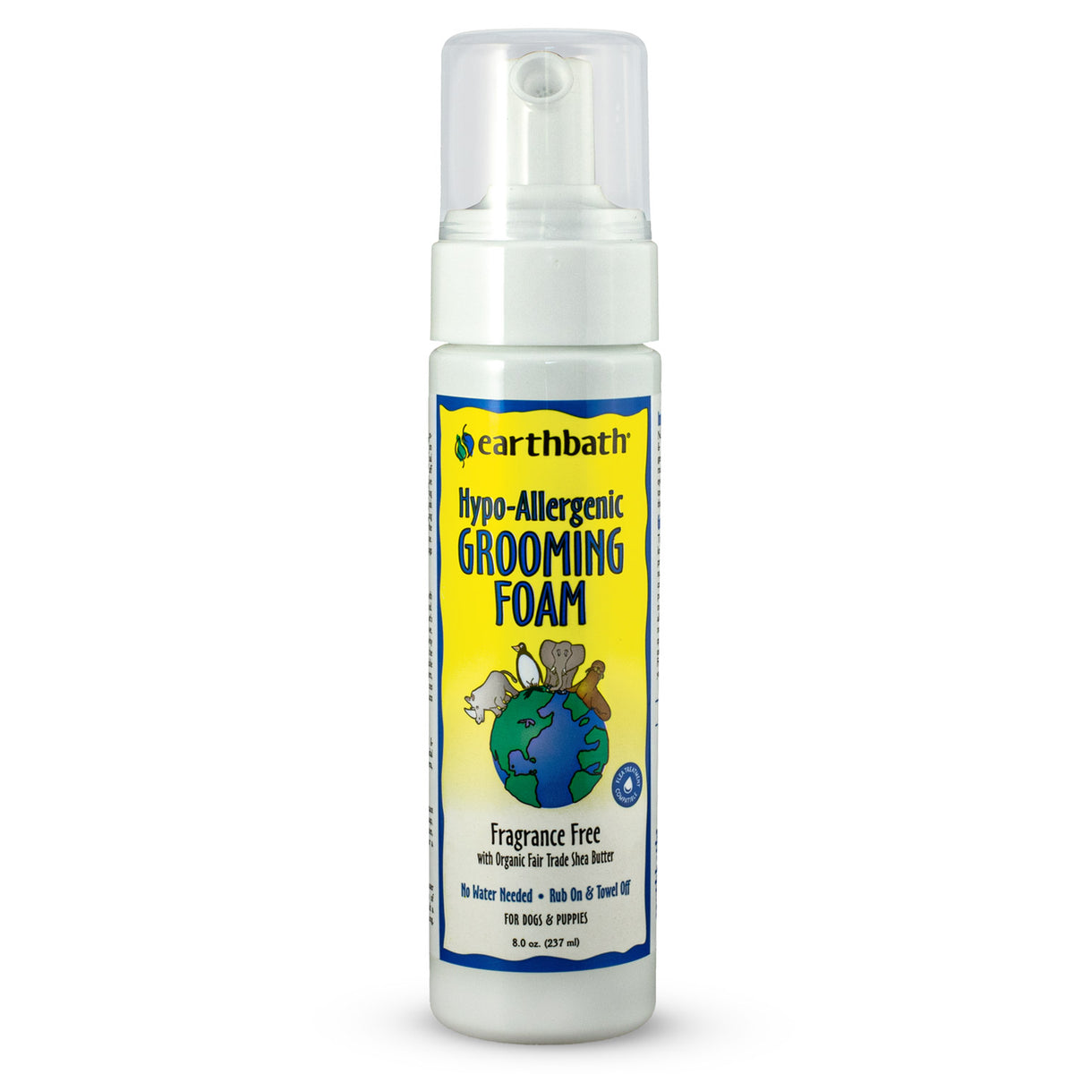 Earthbath Waterless Grooming Foam for Dogs & Puppies, Hypo-Allergenic & Fragrance Free, Made in USA, 8 oz pump