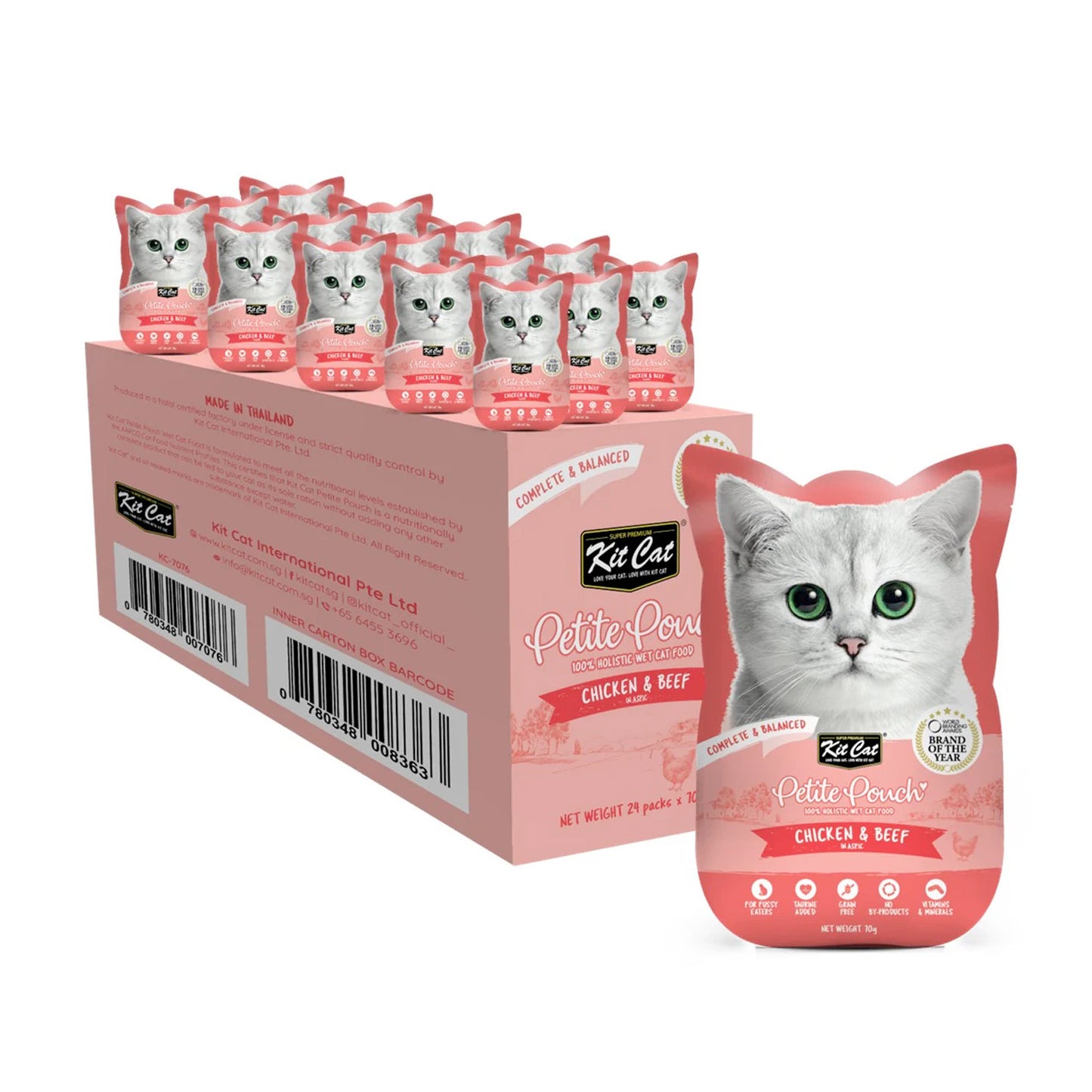 Kit Cat Petite Pouch 70g  Chicken & Beef (1 Box -24pcs)