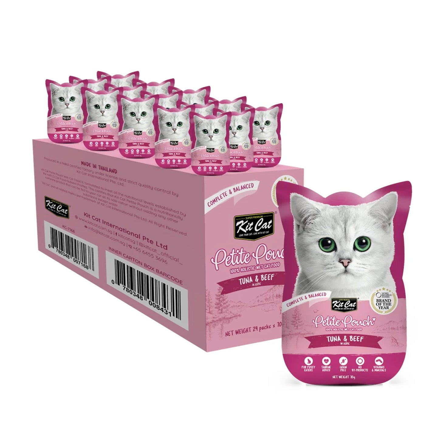 Kit Cat Petite Pouch 70g  Tuna & Beef (1 Box -24pcs)