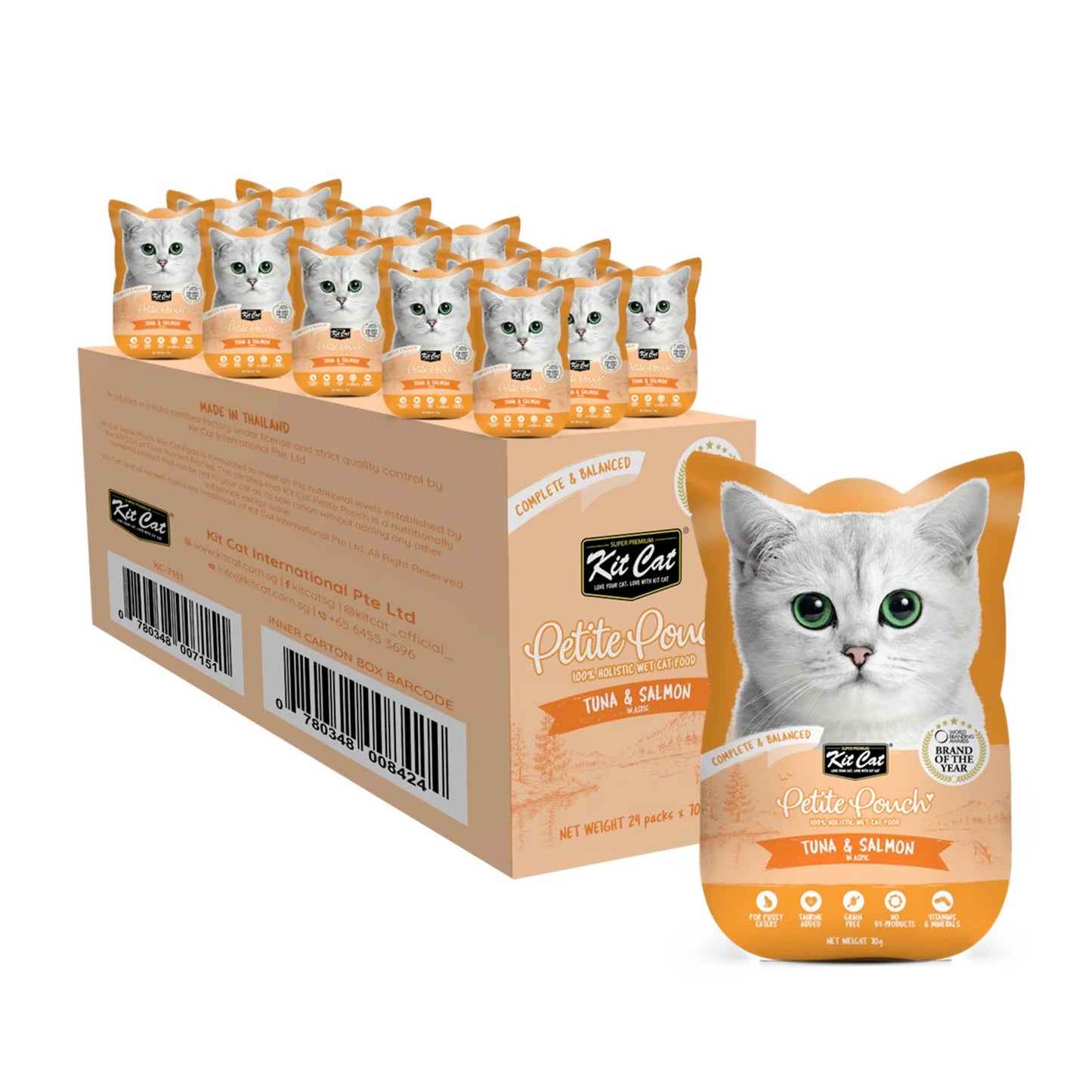 Kit Cat Petite Pouch 70g  Tuna & Salmon (1 Box -24pcs)