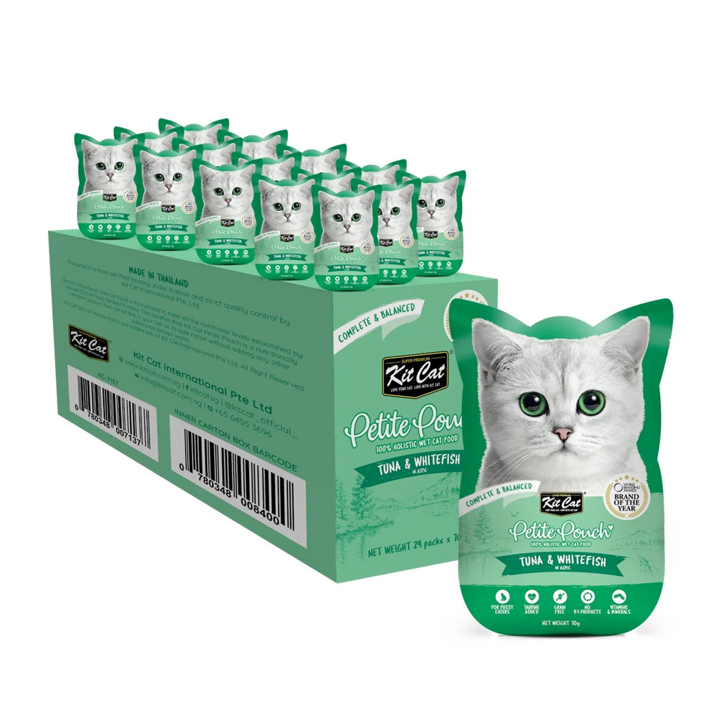 Kit Cat Petite Pouch 70g  Tuna & Whitefish (1 Box -24pcs)