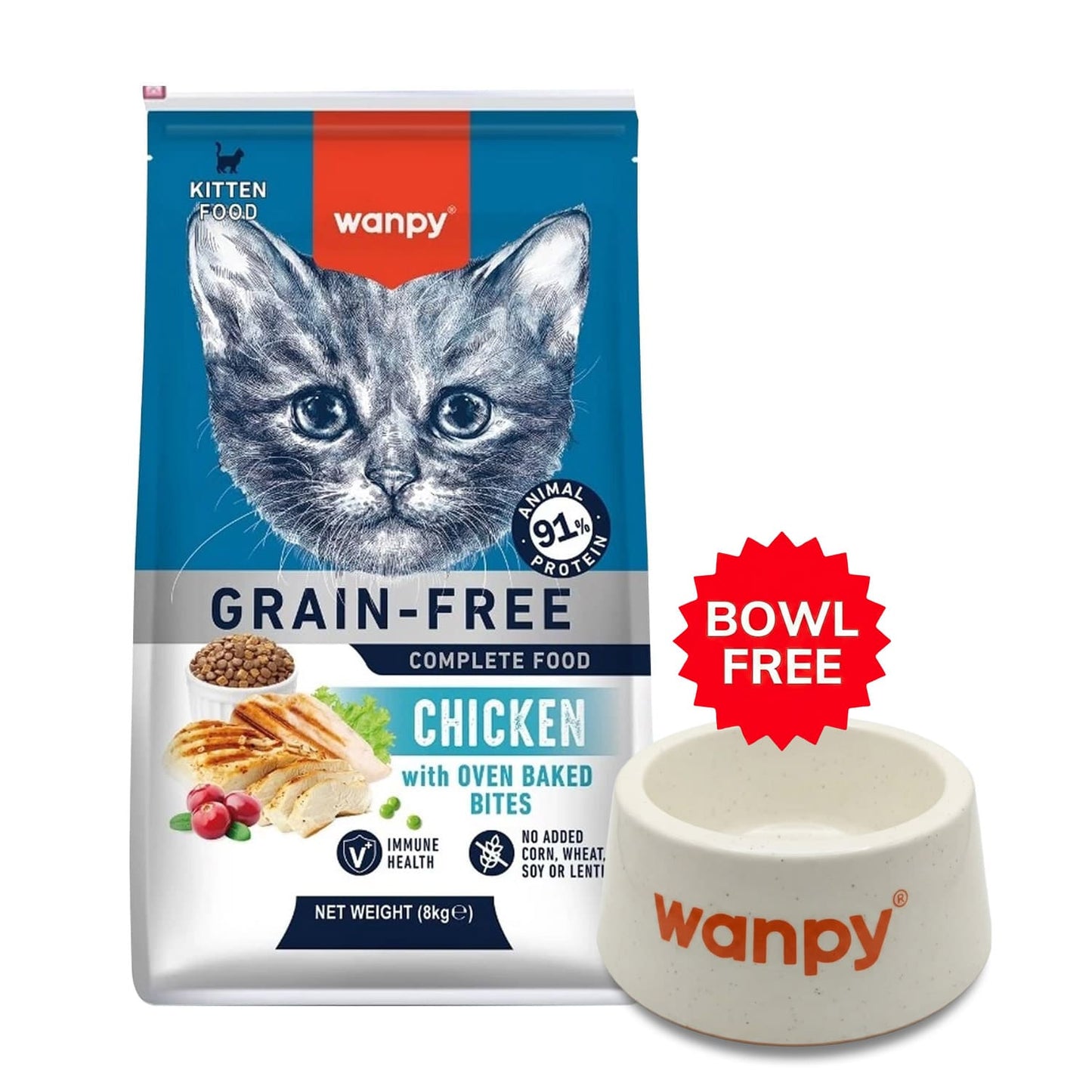 Wanpy Grain Free Complete Food for Kitten - Chicken Recipe - 8Kg
