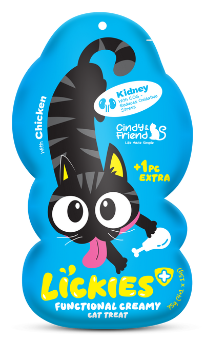 Cindy & Friends Lickies Functional Creamy Lickable Cat Treat for Kidney, Chicken 75g (5 x 15g)