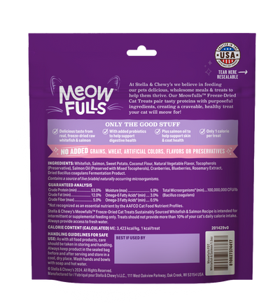 Stella & Chewy's Meowfulls Freeze Dried Cat Treats Whitefish & Salmon Recipe - 1.5 oz