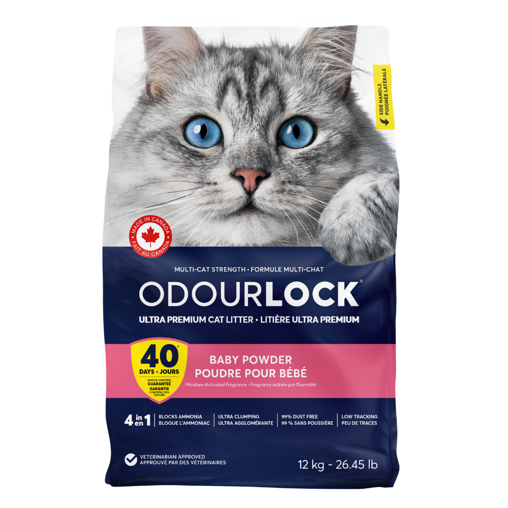OdourLock Baby Powder Ultra premium Clumping Cat Litter Blocks ammonia, 99.9% Dust free