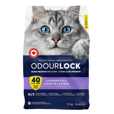 OdourLock Lavender Ultra premium Multi-Cat formula Blocks ammonia, 99.9% Dust free Litter