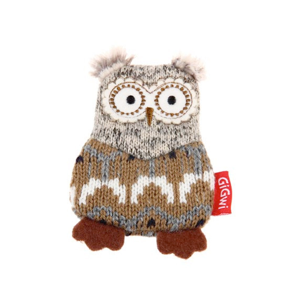 GiGwi Owl “Plush Friendz” Grey/Brown with refillable squeaker