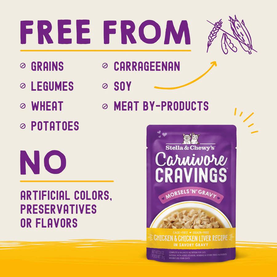 Stella & Chewy's Carnivore Cravings Morsels'N'Gravy - Chicken & Chicken Liver Recipe - 2.8 oz