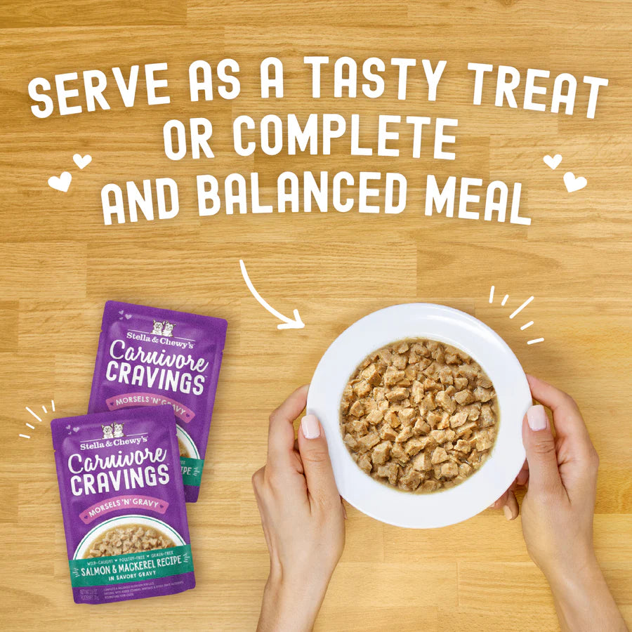 Stella & Chewy's Carnivore Cravings Morsels'N'Gravy - Salmon & Mackerel Recipe - 2.8 oz