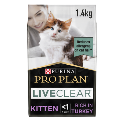 Purina Pro Plan LiveClear Kitten Allergen Reducing Dry Cat Food with Turkey 1.4 kg