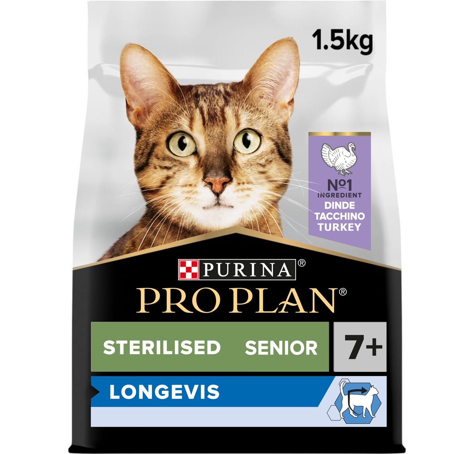 Purina Pro Plan  Senior 7+ Longevis Dry Cat Food with Turkey 1.5 kg