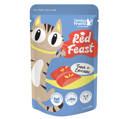 Cindy & Friends Red Feast Tuna With Chicken Complete & Balanced Wet Cat Food Pouch, 70g