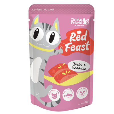 Cindy & Friends Red Feast Tuna With Salmon Complete & Balanced Wet Cat Food Pouch, 70g
