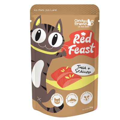 Cindy & Friends Red Feast Tuna With Scallop Complete & Balanced Wet Cat Food Pouch, 70g