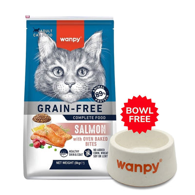 Wanpy Grain Free Complete Food for Adult Cat - Salmon Recipe - 8Kg