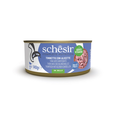 Schesir Complete & Balanced Nutrition Wet Cat Food in Jelly Can- Tuna With Whitebait 140g