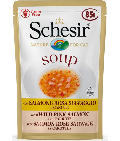 Schesir Cat Wet Soup-With Wild Pink Salmon and Carrots[Weight - 85g]
