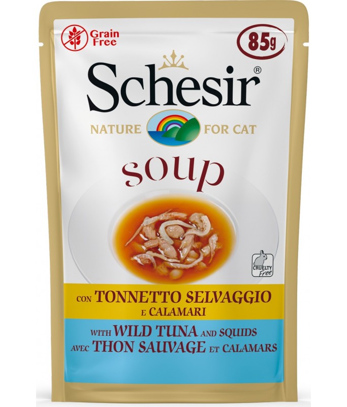 Schesir Cat Wet Soup-With Wild Tuna and Squid[Weight - 85g]