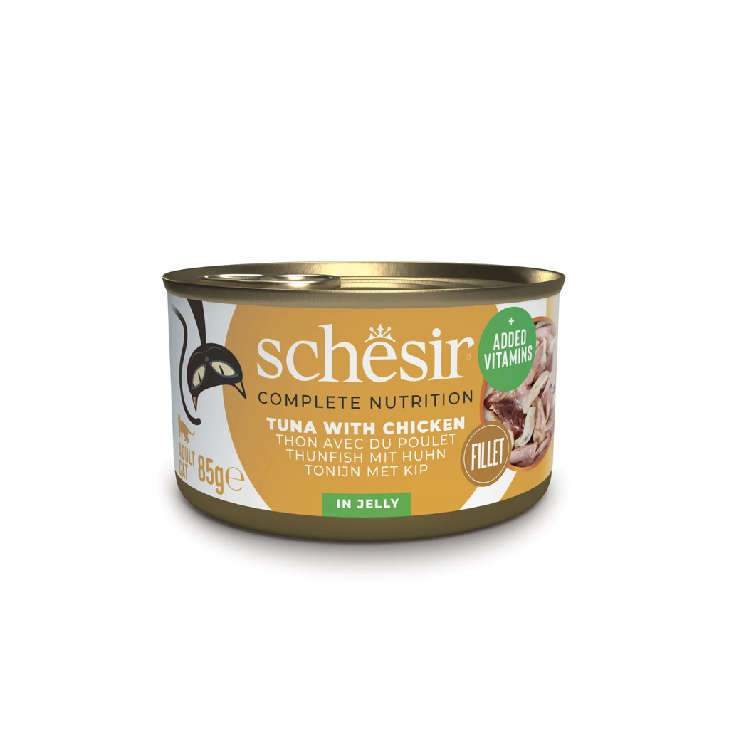 Schesir Complete & Balanced Nutrition Wet Cat Food in Jelly Can - Tuna With Chicken 85g