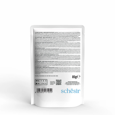 Schesir Complete & Balanced Nutrition Wet Cat Food in Jelly Pouch - Tuna With Seabass 85g