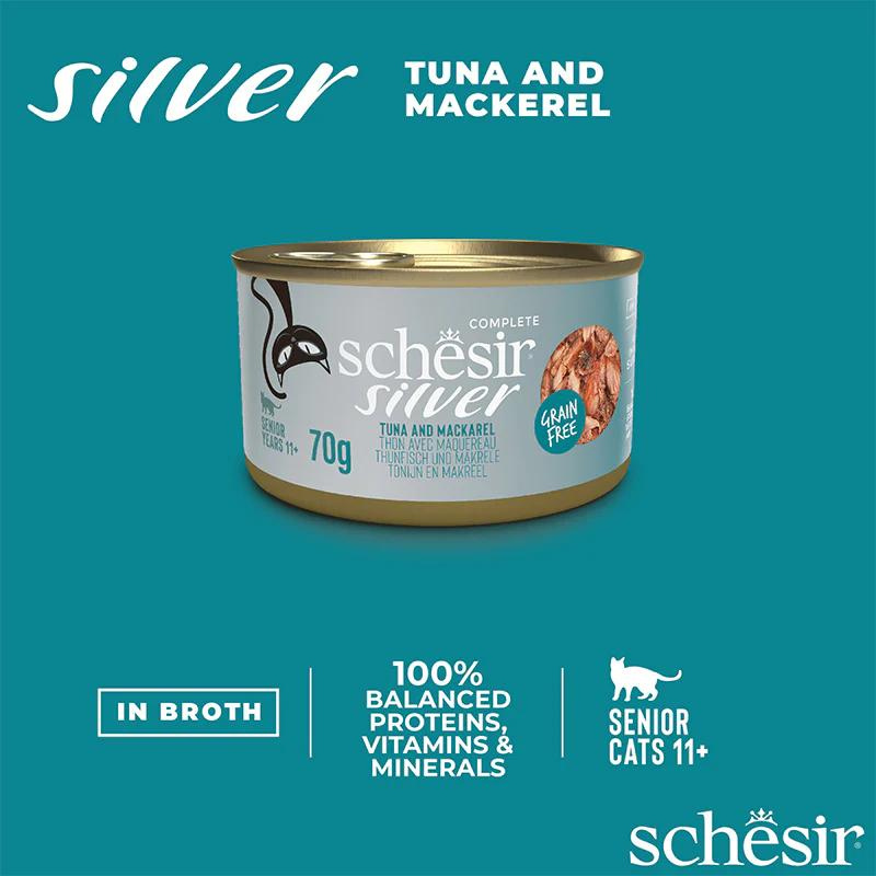 Schesir Silver Senior Cat Wholefood - Tuna And Mackerel 70g