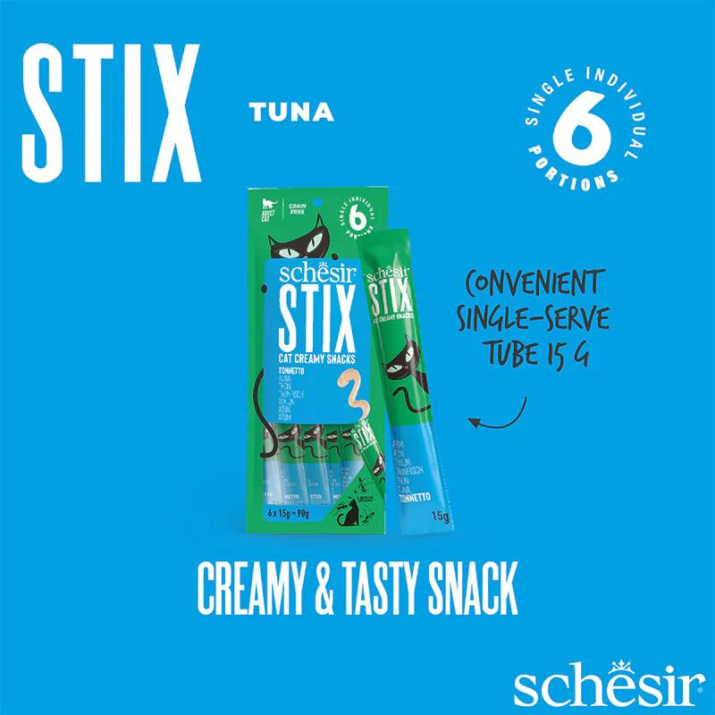 Schesir Stix Treat For Cat In Cream - Tuna 6x15g