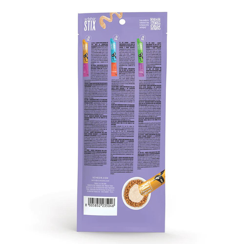 Schesir Stix Treat Variety Pack  6x15g - Mixed Flavors: Chicken,Duck & Salmon