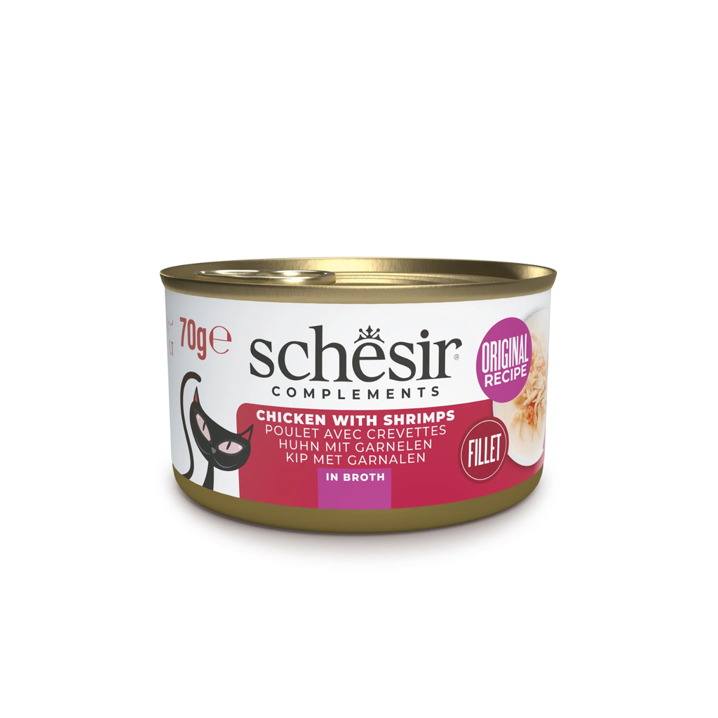 Schesir Wet Cat Food In Broth Can - Chicken With Shrimp 70g