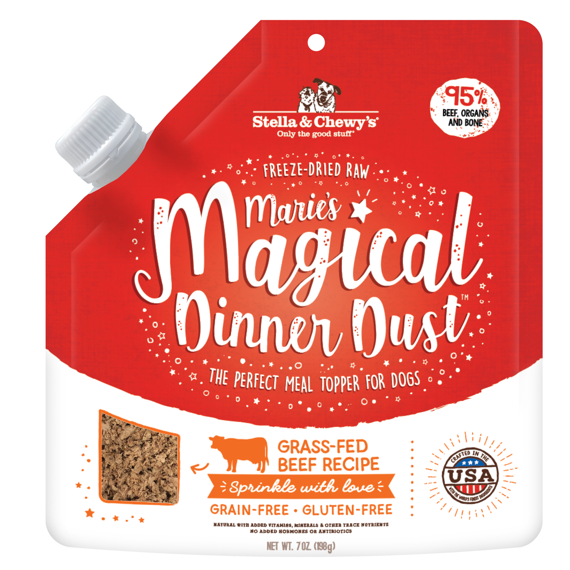 Stella & Chewy's Marie’s Magical Dinner Dust for Dogs Grass-Fed Beef Recipe - 7 Ounce Resealable Bag