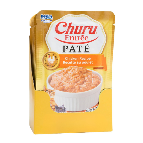 INABA Churu Entrée Pate for Cats, Grain-Free, Prebiotic Complete & Balanced Wet Cat Food - Chicken Recipe