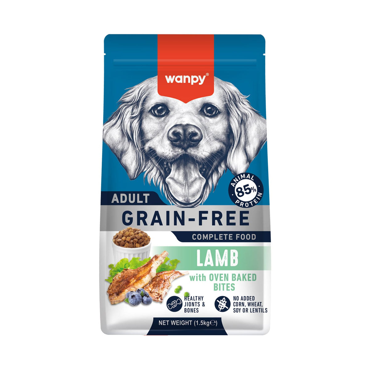 WANPY Grain Free Complete Food For Dog - Lamb Recipe - 1.5Kg