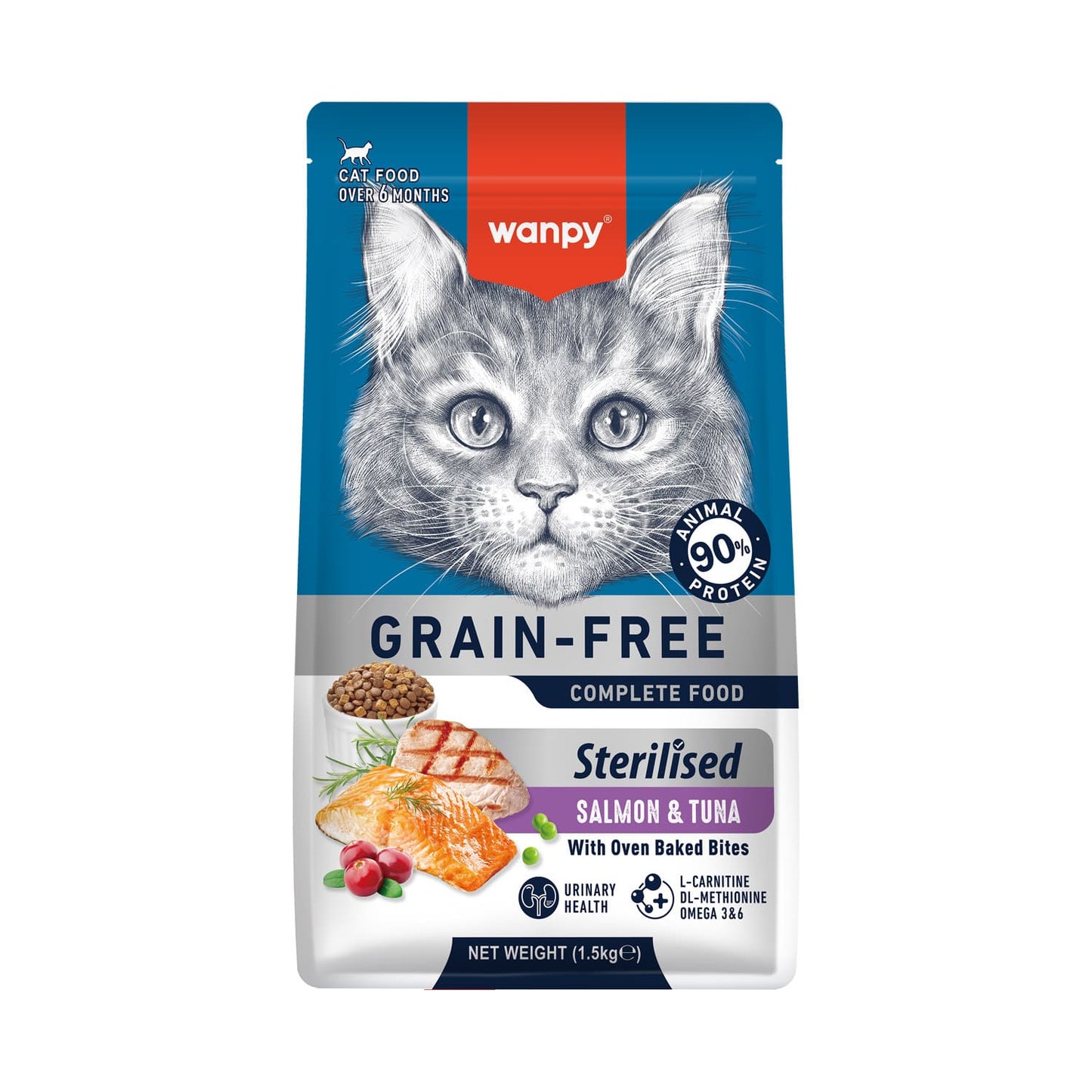 WANPY Grain Free Sterilized Cat Food - Salmon & Tuna Recipe