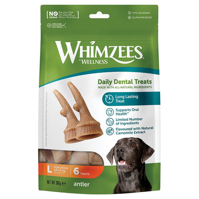 Whimzees Occupy Antler Natural Dental Chews for Dogs - Large (6pc)