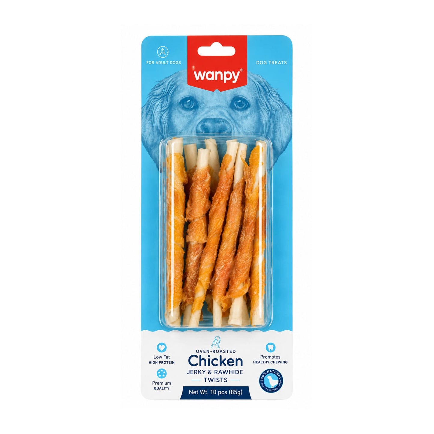 Wanpy Chicken Jerky & Rawhide Twists -10pcs(85g)