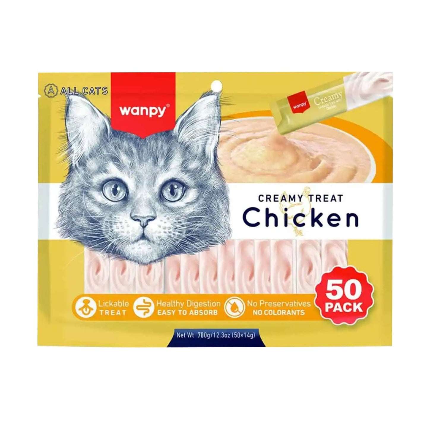 Wanpy Creamy Lickable Cat Treats - Chicken - 50P