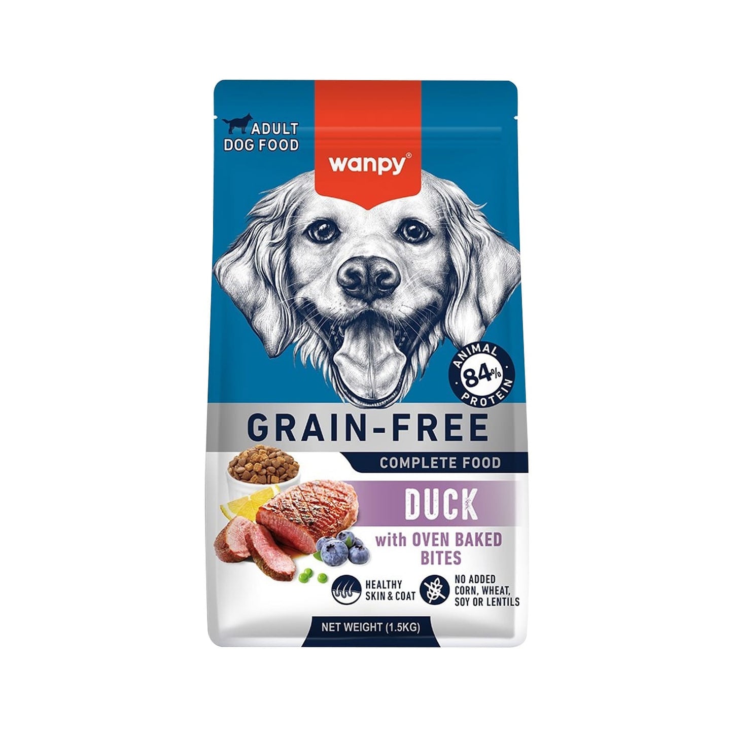 Wanpy Grain Free Complete Food for Adult Dog - Duck Recipe - 1.5Kg
