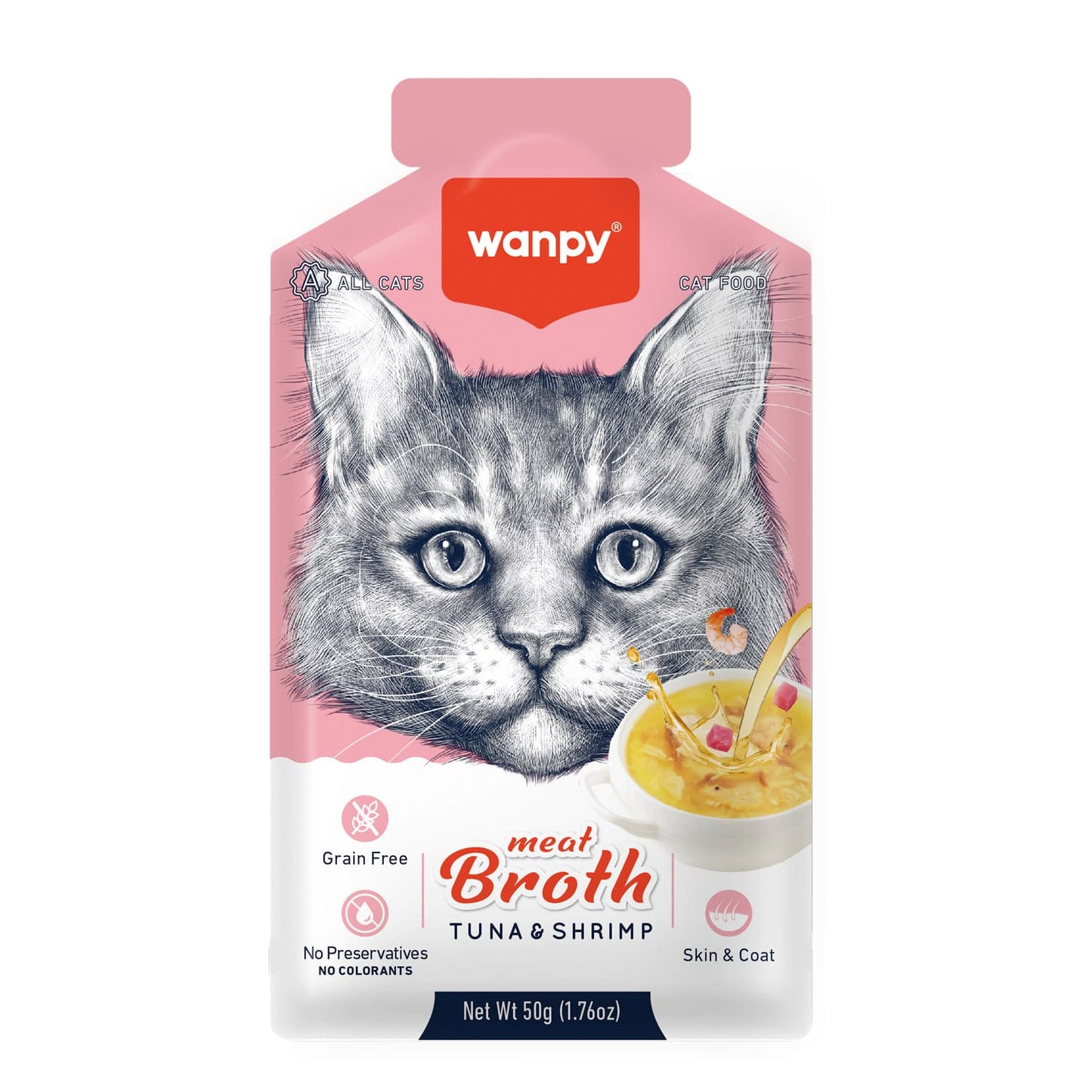 Wanpy Meat Broth Tuna & Shrimp for Cats (50gm) - 1Box 12pcs