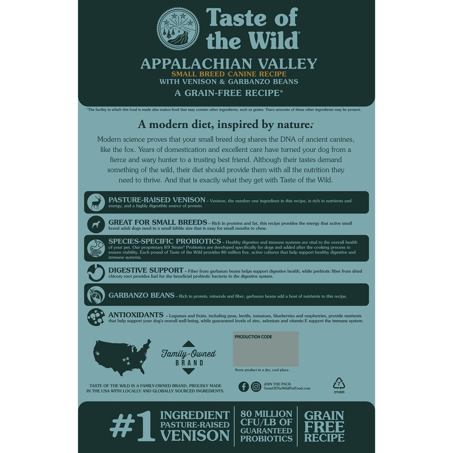 Taste Of Wild Appalachian Valley small breed Canine Recipe with Venison & Garbanzo Beans