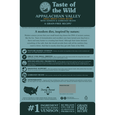Taste Of Wild Appalachian Valley small breed Canine Recipe with Venison & Garbanzo Beans