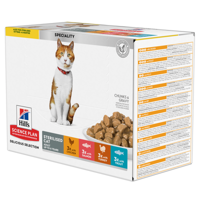 Hill’s Science Plan Sterilised Cat Adult Cat Food Multipack (12x85g)