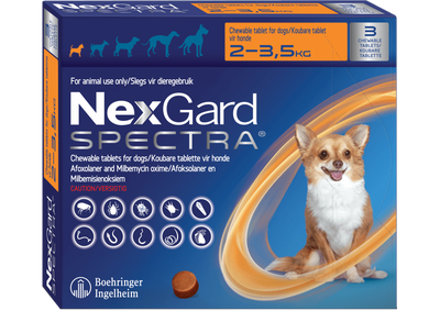 NEXGARD SPECTRA, CHEWABLE TABLETS, XS
