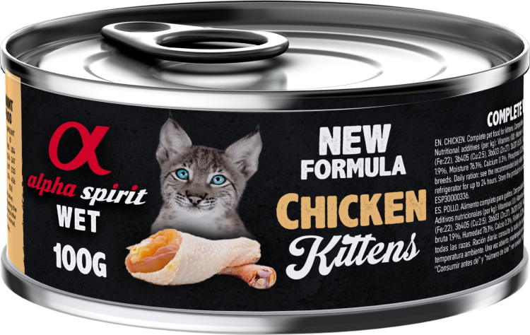 Alpha Spirit Wet Food for Kittens Chicken, 6 x 100 g cans
